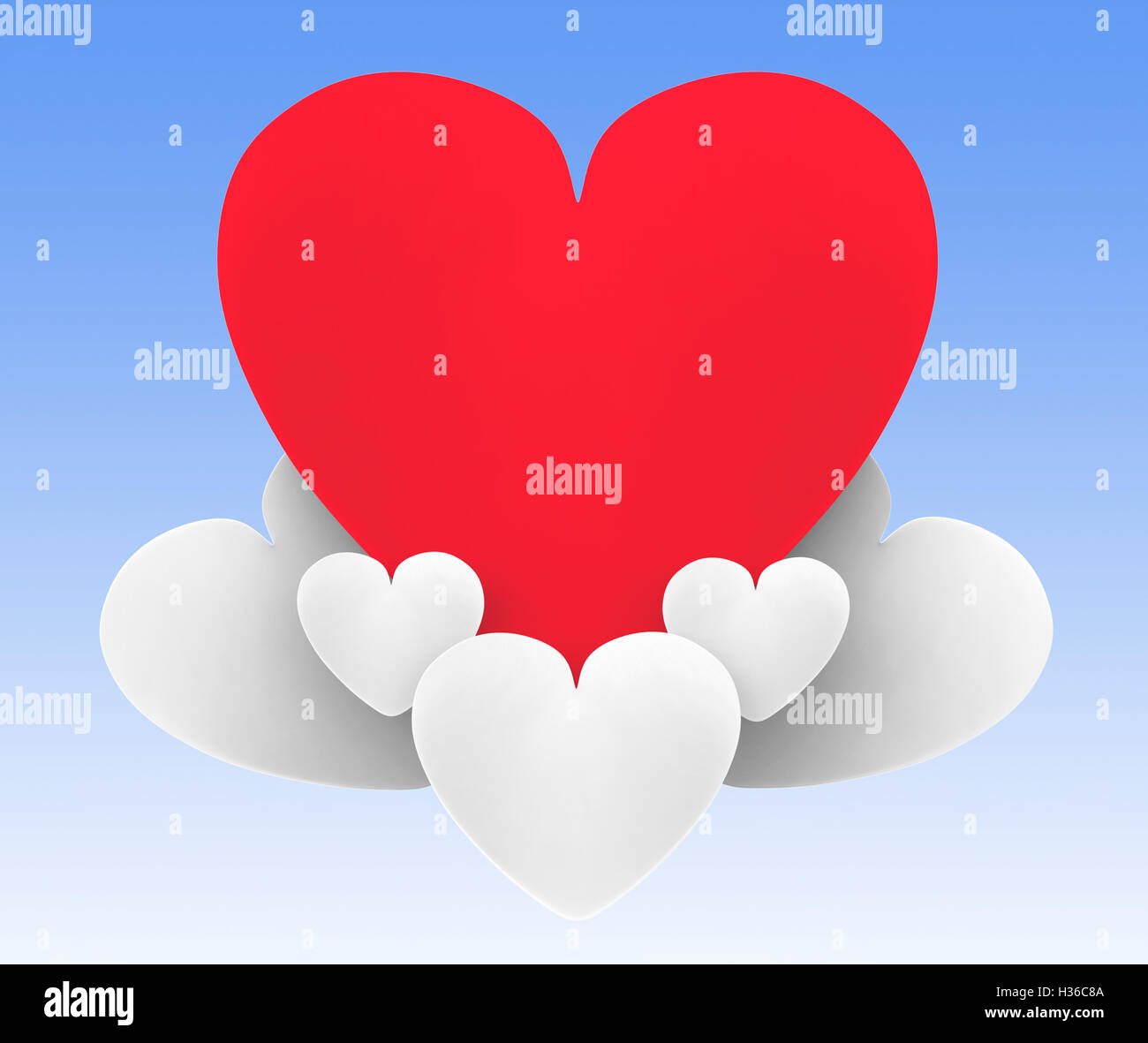 Coeur sur coeur nuages signifie belle relation Ou passionné Banque D'Images
