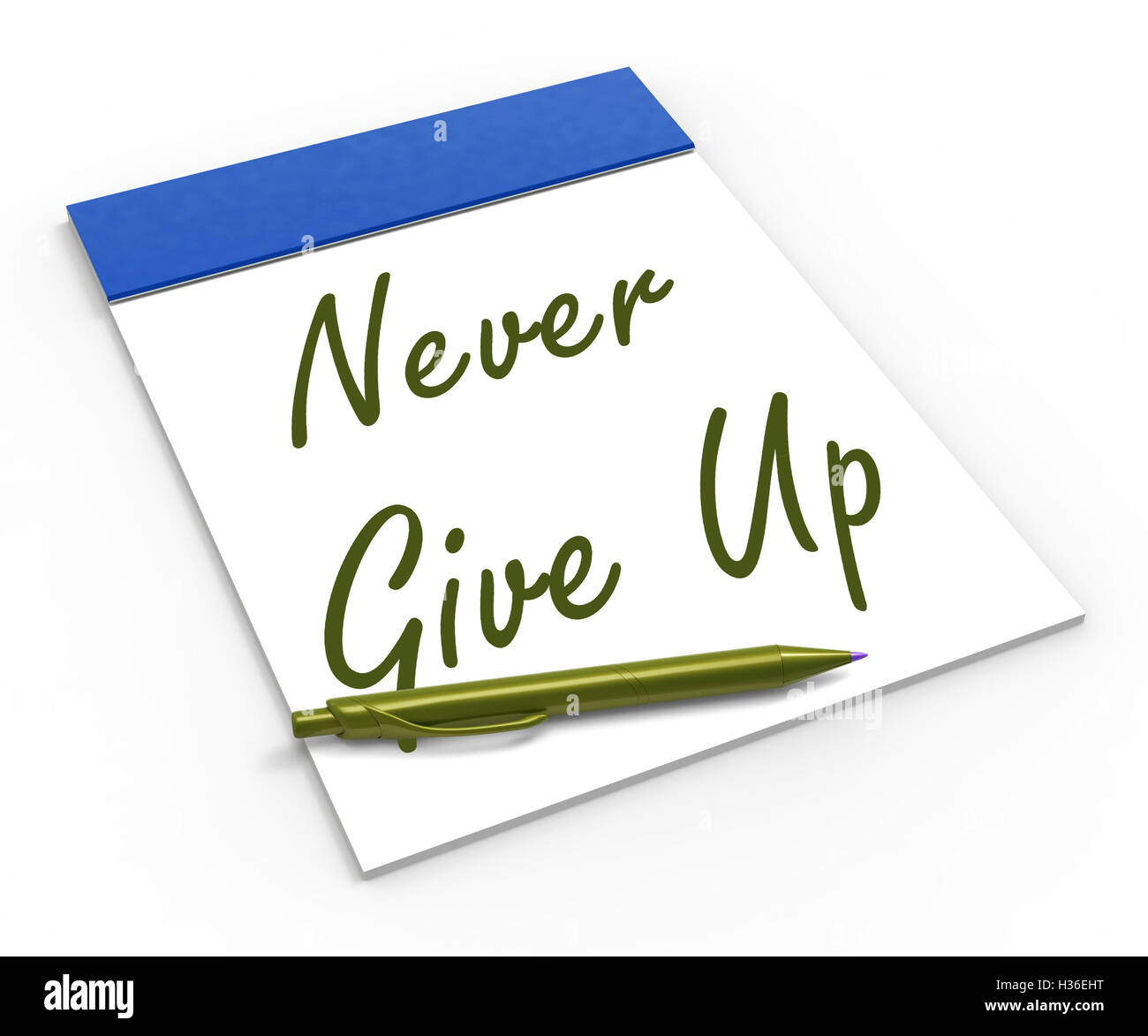 Ne jamais abandonner signifie une détermination et la motivation de l'ordinateur portable Banque D'Images