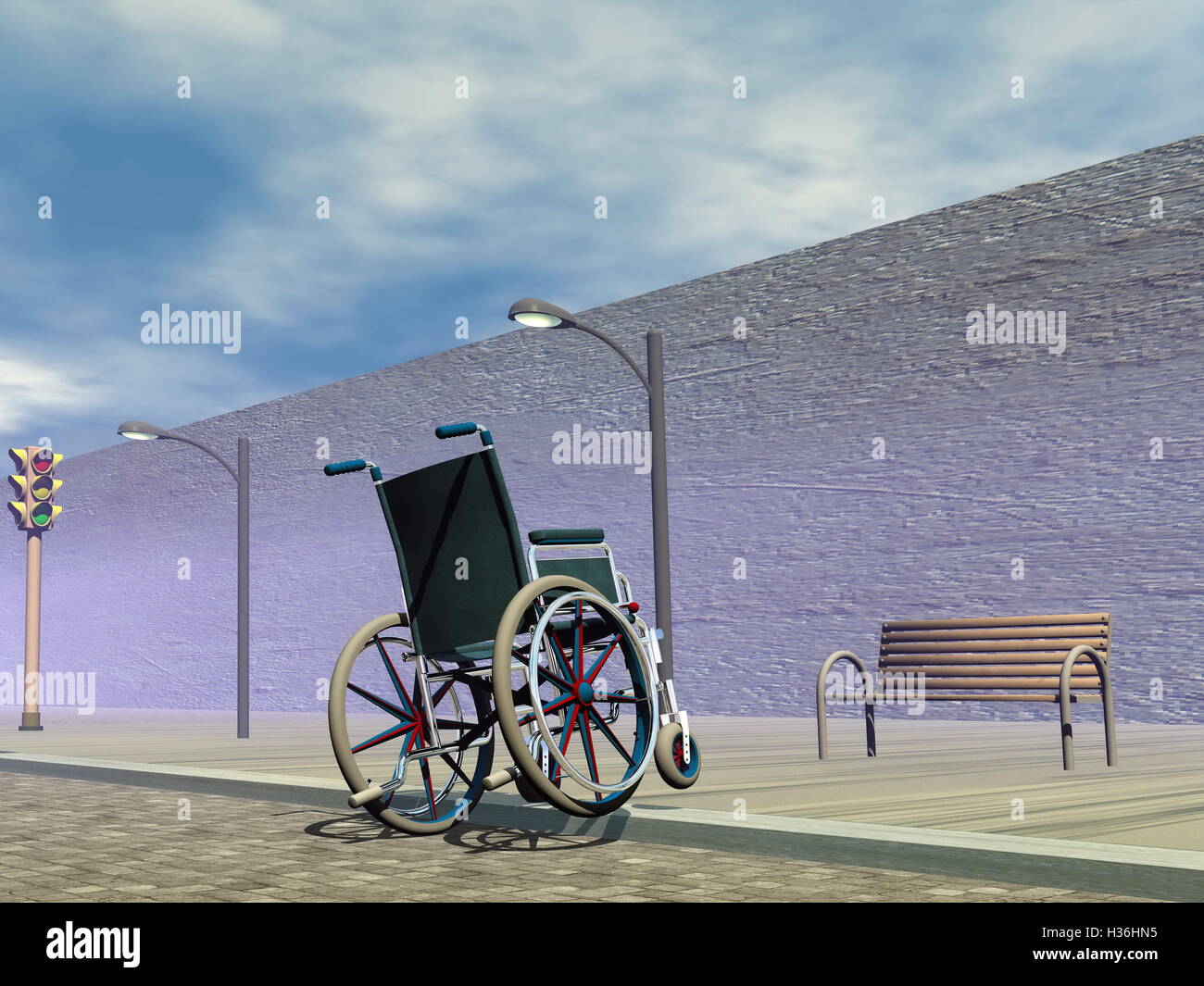 Obstacle pour fauteuil roulant - 3D render Banque D'Images