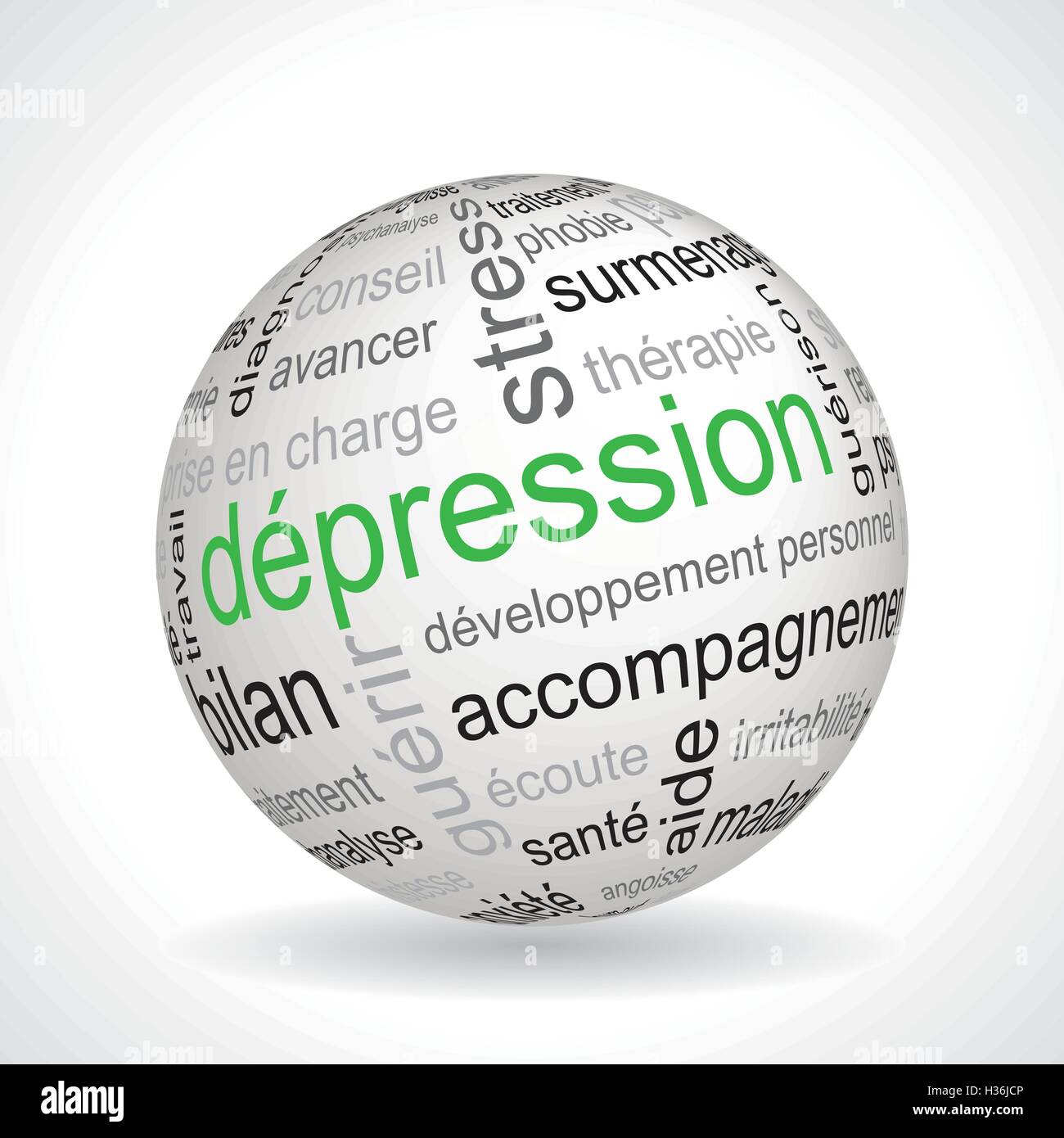 La dépression française sphère thème vecteur avec mots-clés Illustration de Vecteur