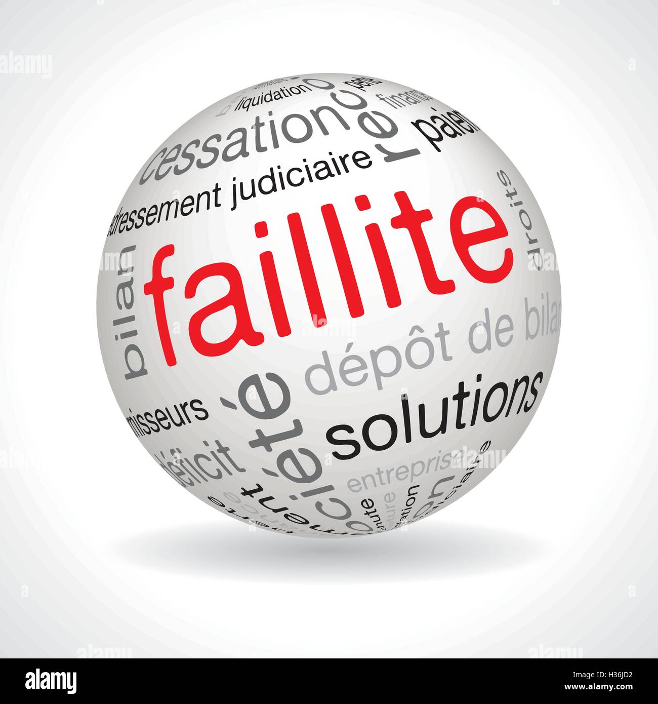 La faillite française sphère thème vecteur avec mots-clés Illustration de Vecteur
