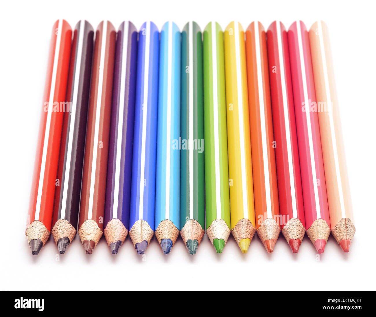 Crayons de couleur dans une ligne Banque D'Images