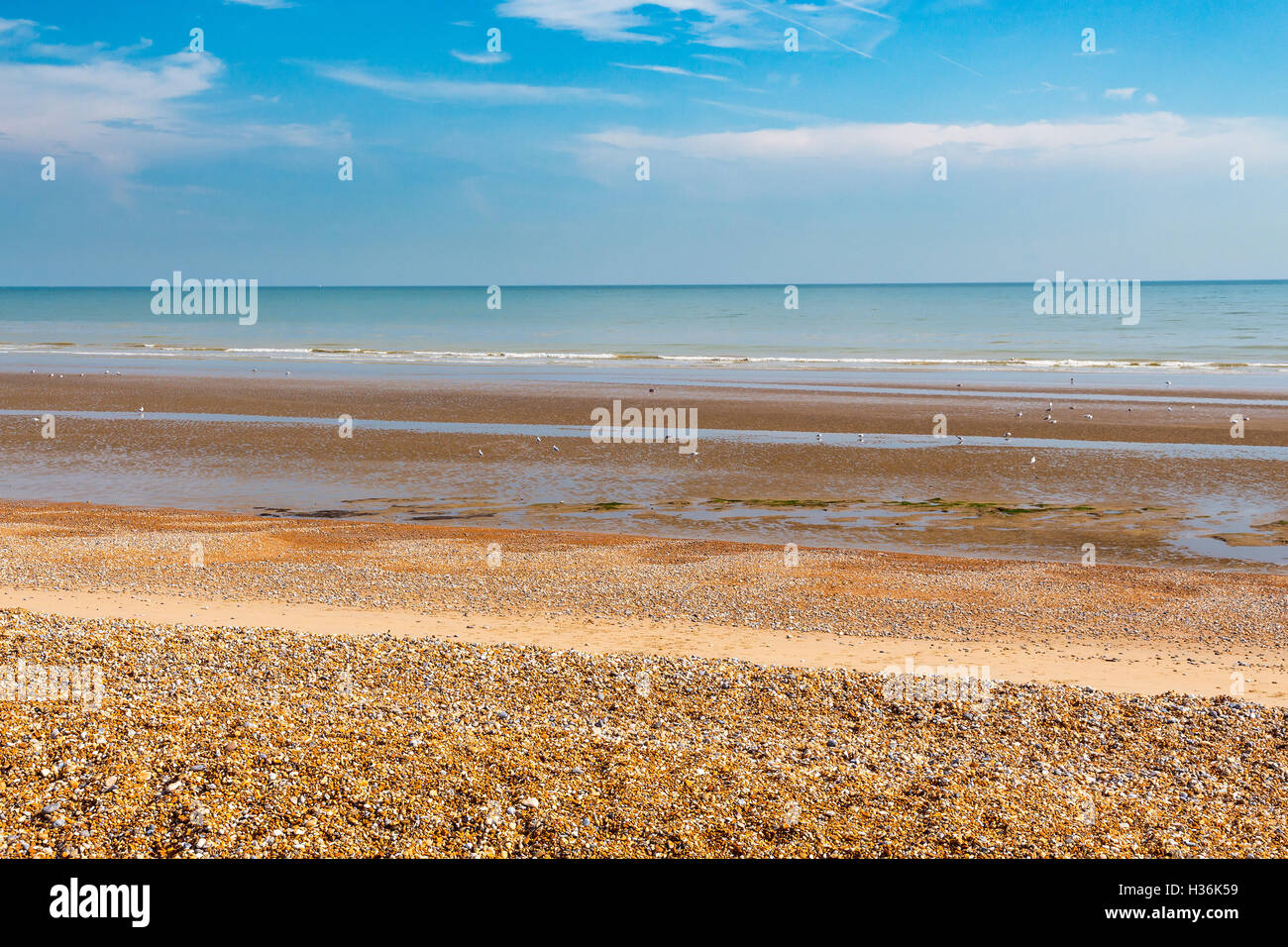 Winchelsea plage déserte sur la côte d'East Sussex England UK Europe Banque D'Images