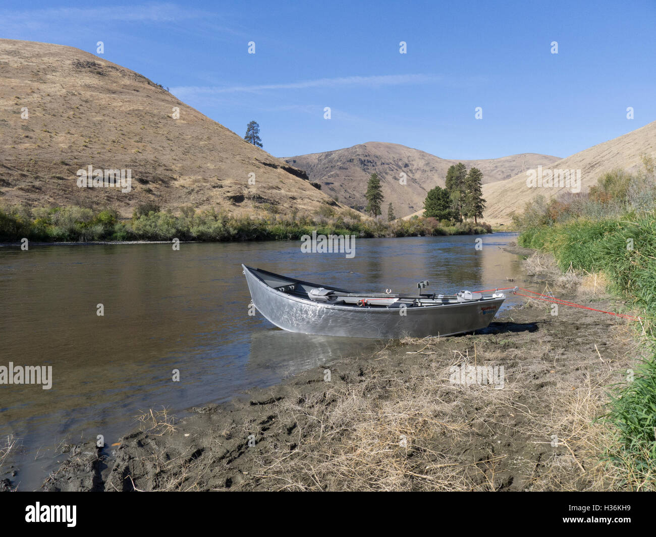 Pêche à la mouche, de la rivière Yakima, dans l'Est de l'État de Washington. Banque D'Images