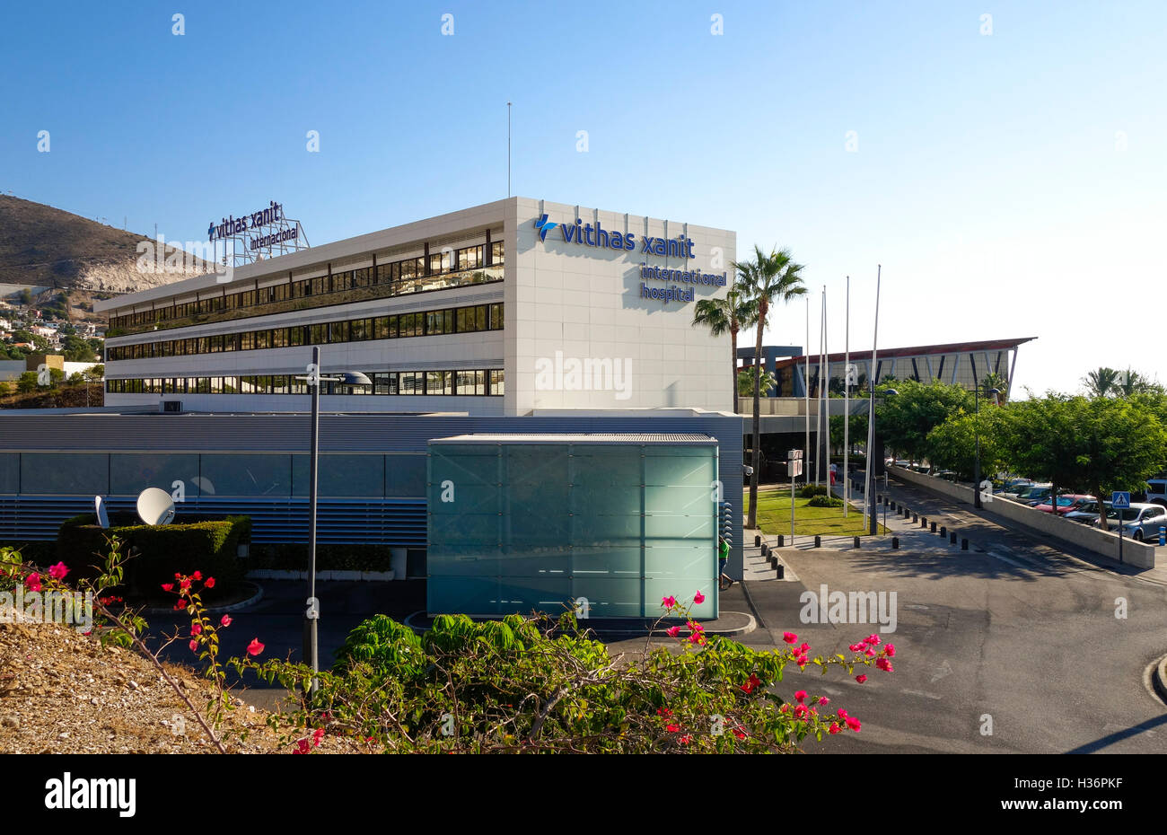 Xanit Vithas International Hospital, Benalmadena, fréquemment visité par les expatriés britanniques. Malaga, Costa del Sol, Espagne. Banque D'Images