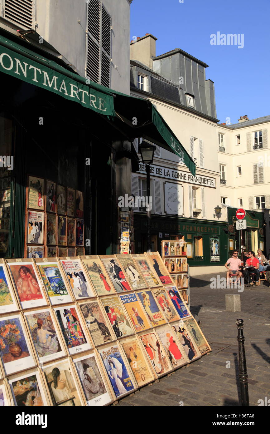 Affiches reproduites en vente sur la rue de Montmartre.paris.France Banque D'Images