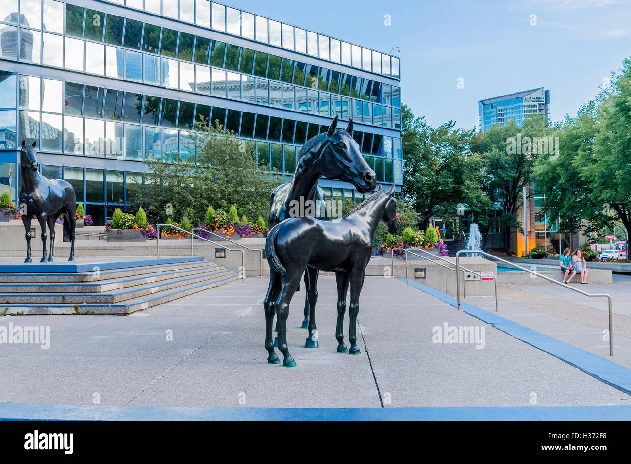 Sculpture de cheval, de l'Hôtel de Ville, Calgary, Alberta, Canada Banque D'Images