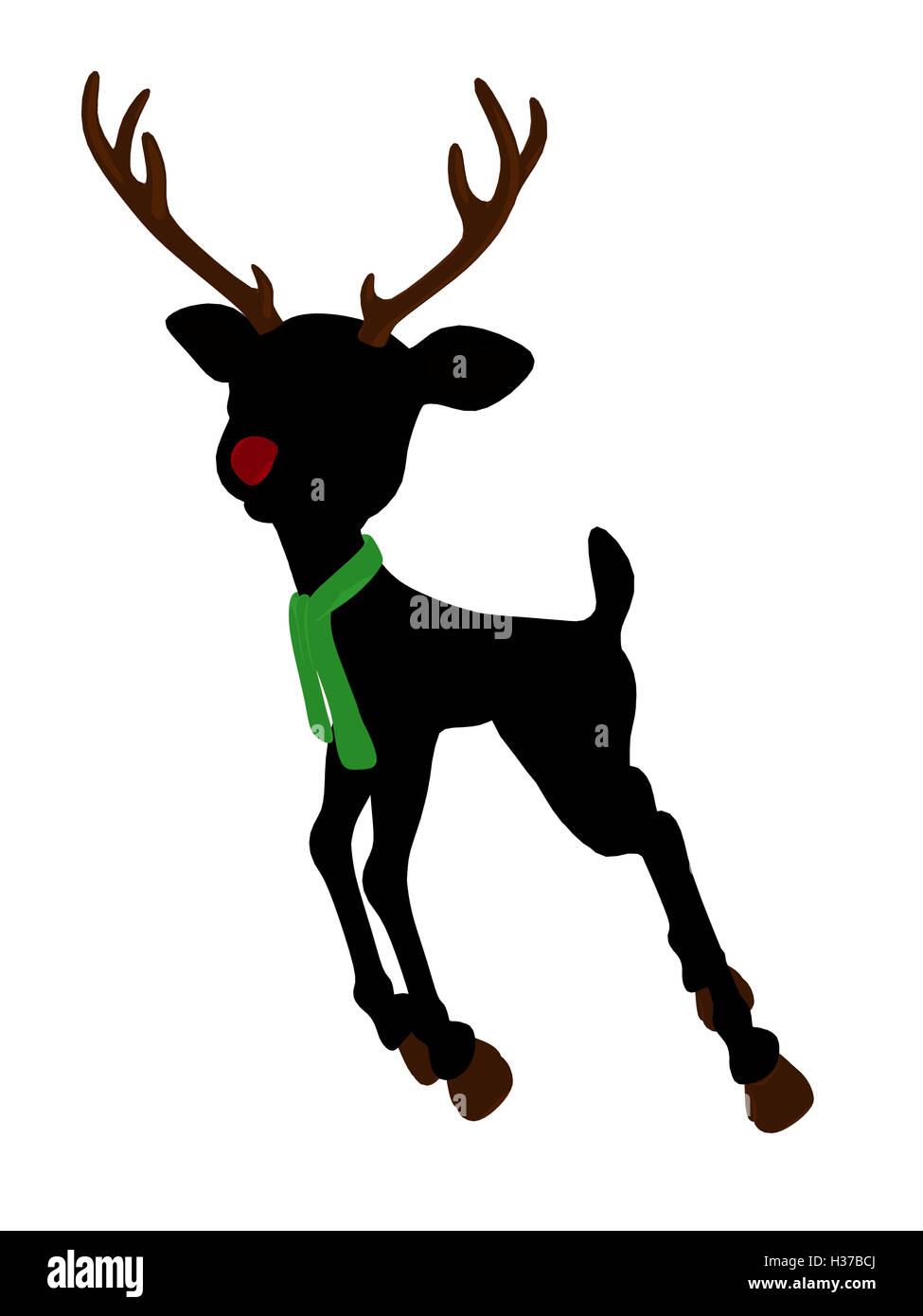 Rudolph the Red Nosed Reindeer Silhouette Illustration Photo Stock - Alamy