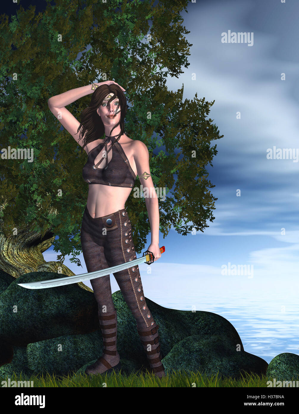 Warrior Woman Standing Banque D'Images