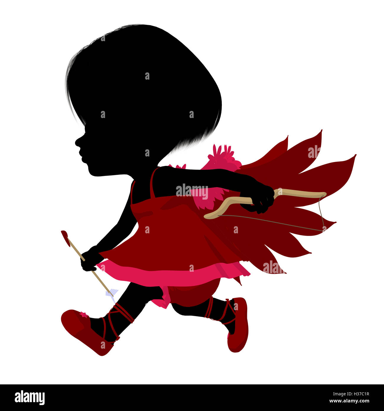 Peu Cupidon Girl Illustration Silhouette Banque D'Images