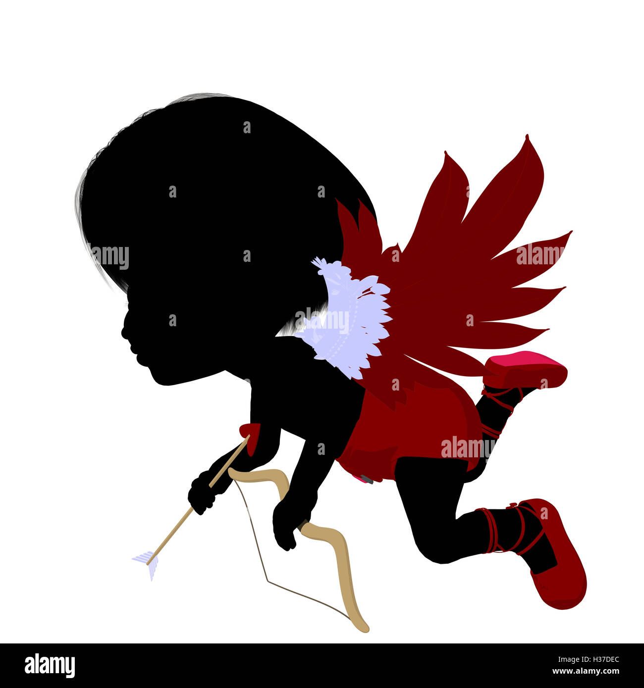 Peu Cupidon Girl Illustration Silhouette Banque D'Images