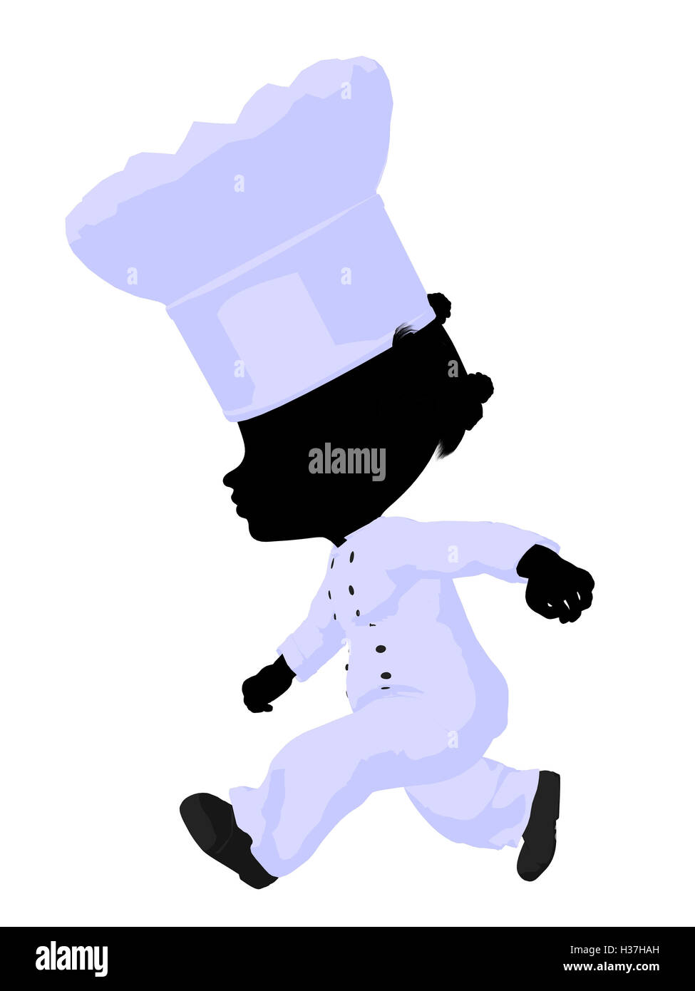 Peu d'African American Girl Chef Illustration Silhouette Banque D'Images