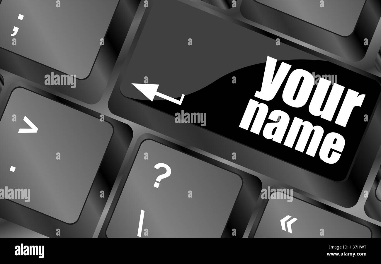 Votre nom sur le bouton clavier - concept social Banque D'Images