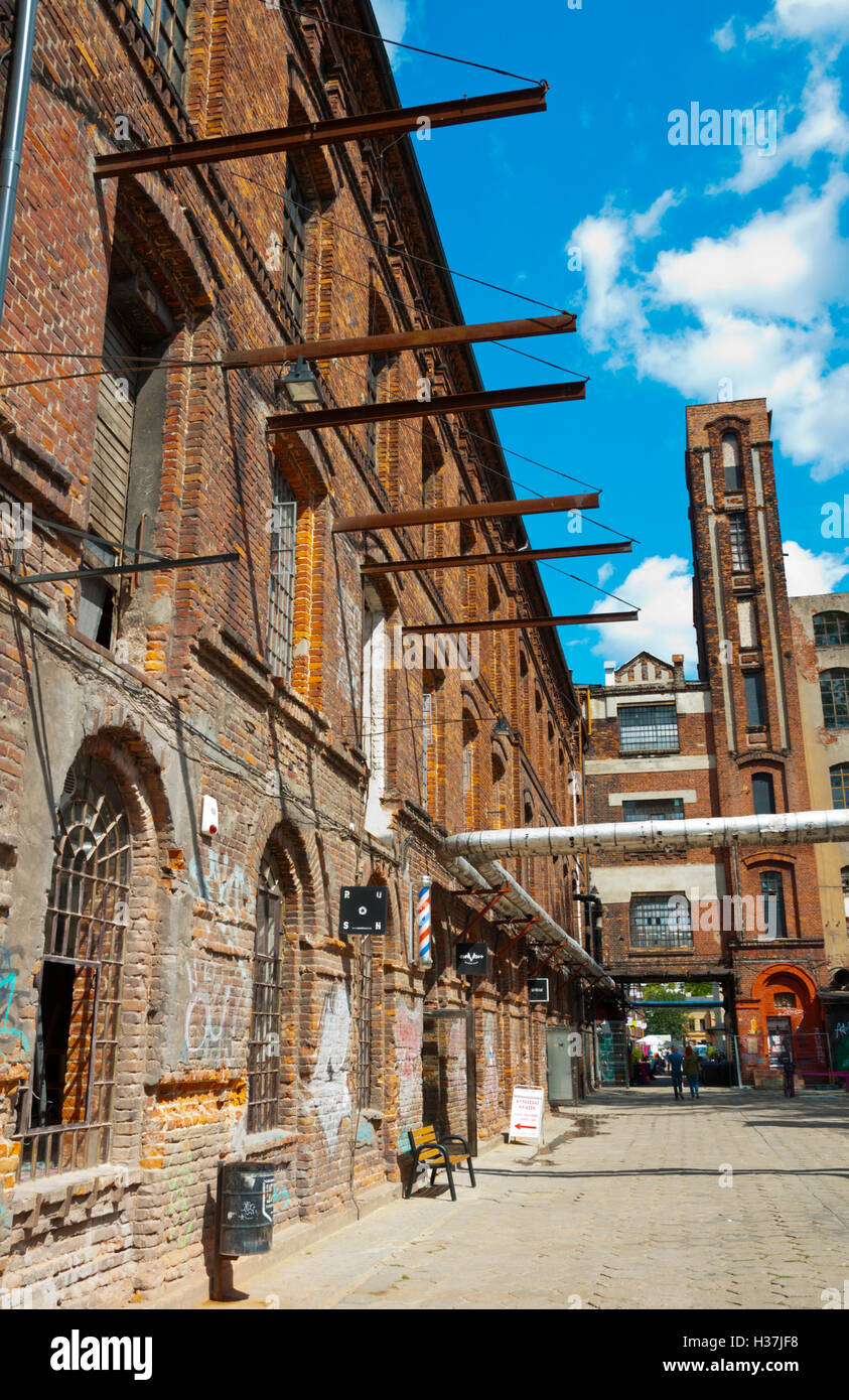 Piotrkowska Off, ancienne usine de coton transformés en boutiques, restaurants et galeries, Lodz, Pologne centrale Banque D'Images