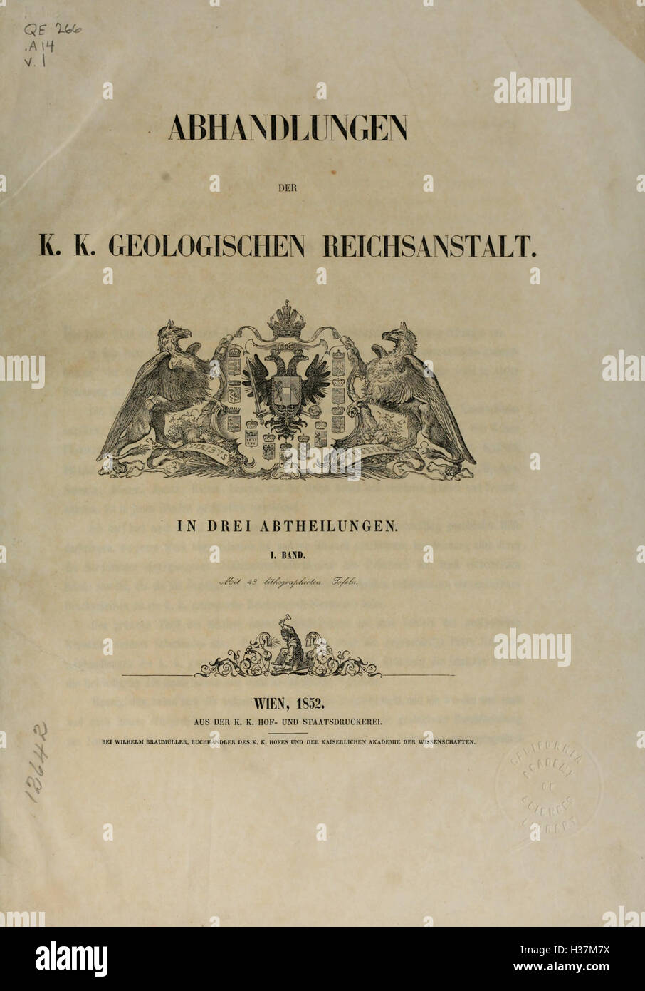 Cette collection de documents de l'Institut géologique impérial fournit des recherches géologiques précieuses et des résultats sur l'histoire naturelle de la Terre, en mettant l'accent sur les études régionales. Banque D'Images