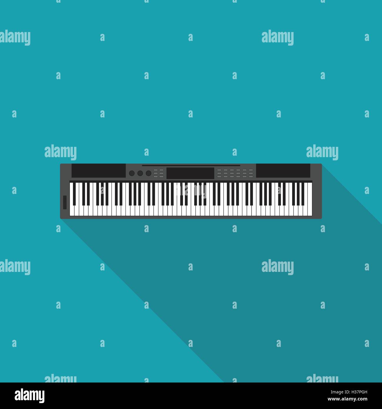 Instrument de musique piano modèle plat, long shadow, vector illustration Illustration de Vecteur