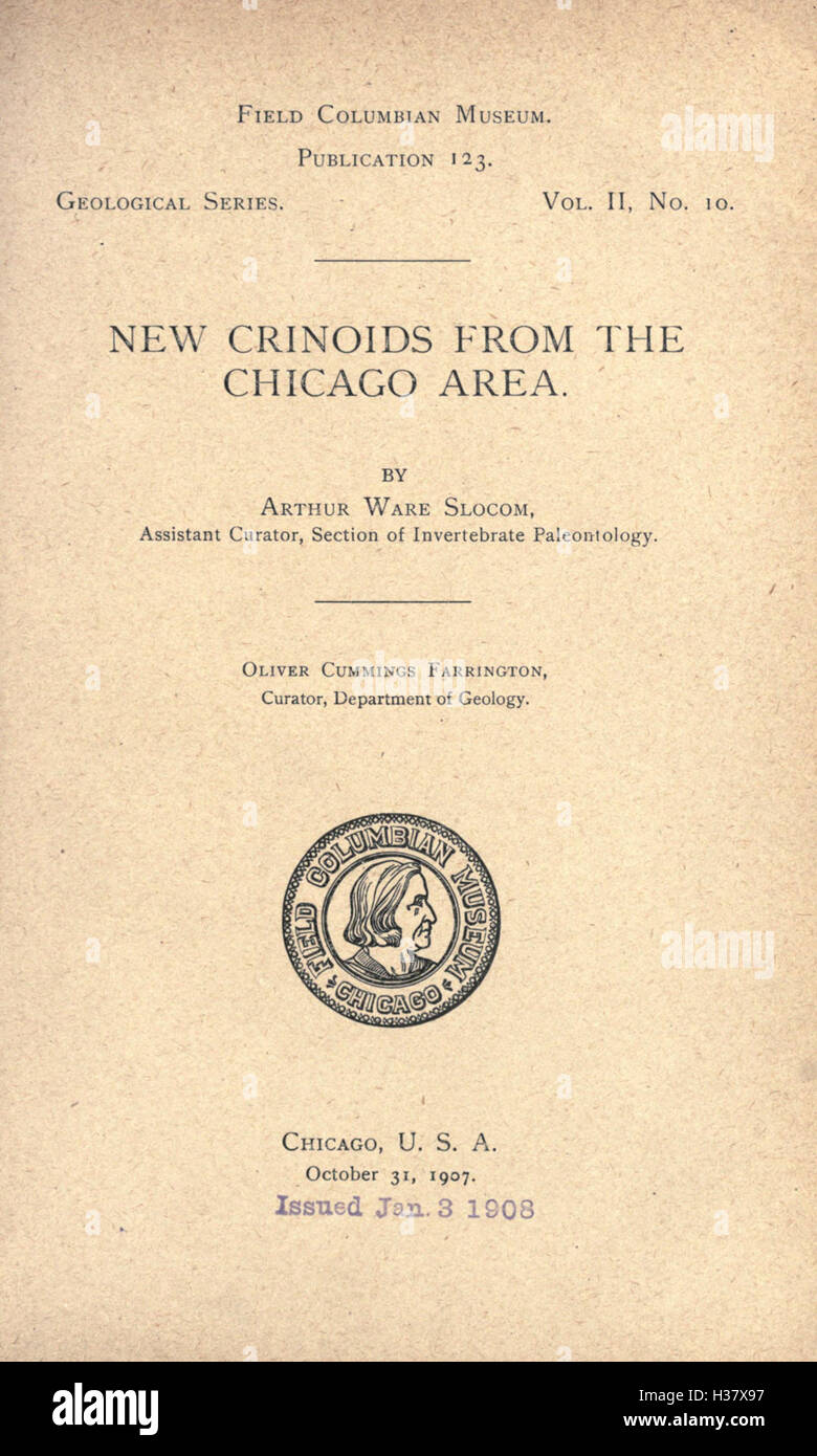 Une description des crinoïdes nouvellement découverts dans la région de Chicago, en se concentrant sur leur identification et leur signification dans la recherche paléontologique. Banque D'Images