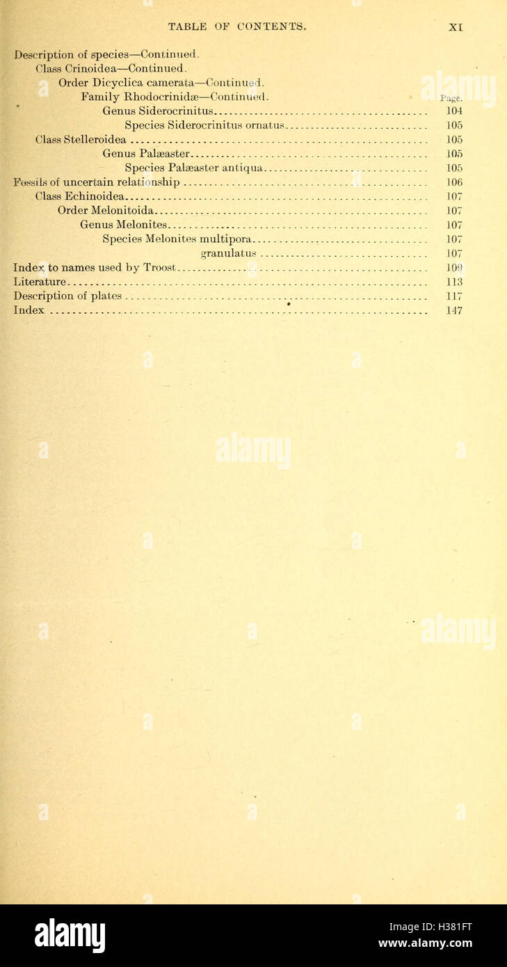 Ce travail fournit une analyse critique du manuscrit inédit de Troost sur les fossiles de crinoïdes du Tennessee, offrant un aperçu des espèces fossiles et de leur contexte géologique. Banque D'Images