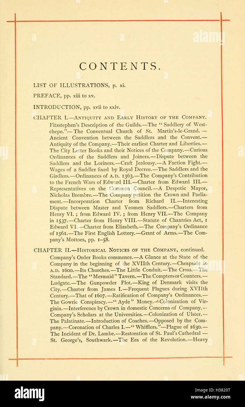 Cet ouvrage offre un récit historique et descriptif de la Guilde des selliers à Londres. Il détaille l'histoire de la guilde, ses membres et son rôle dans l'histoire du commerce et de l'artisanat de la ville. Banque D'Images