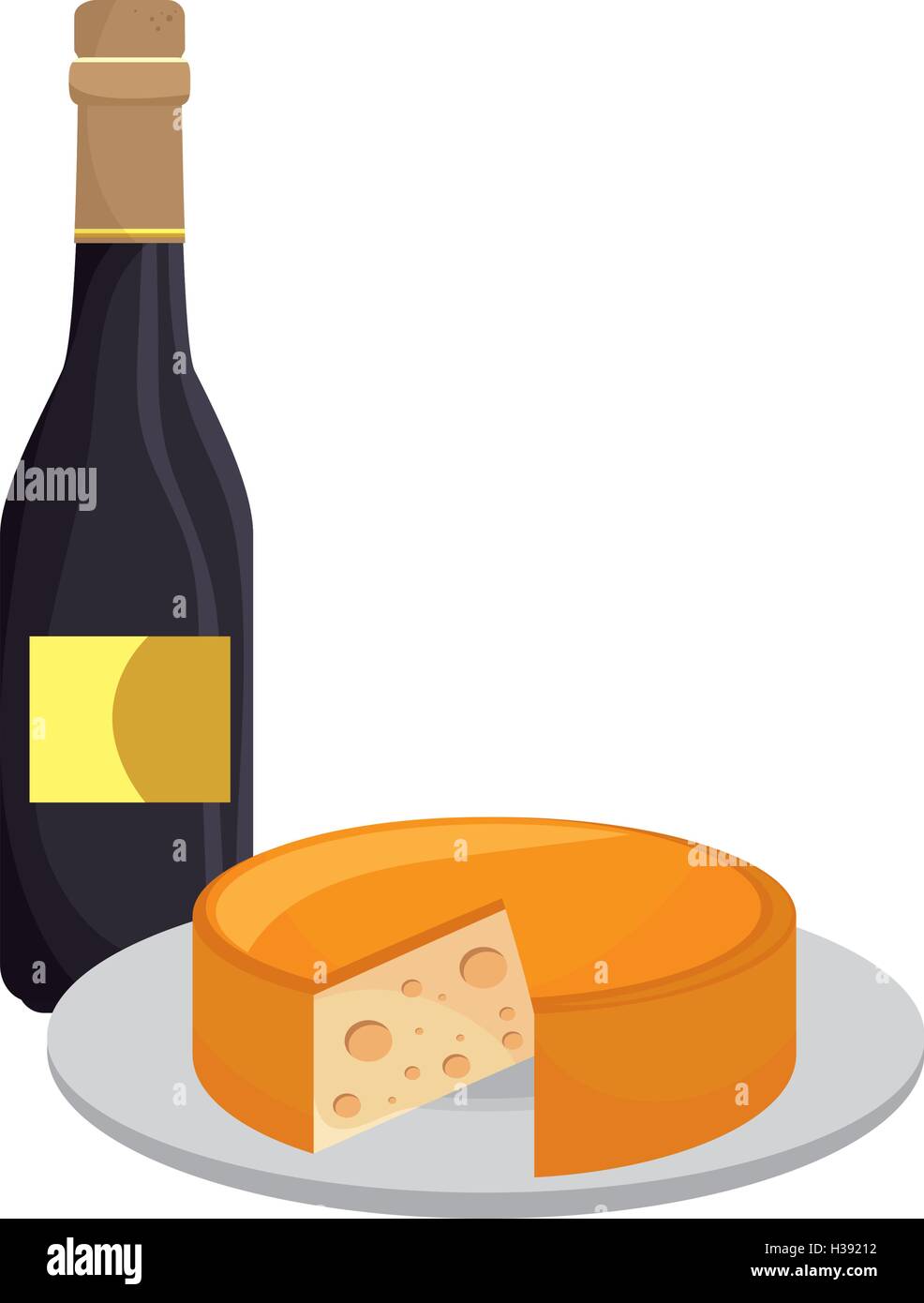 Bouteille de vin et fromage Illustration de Vecteur