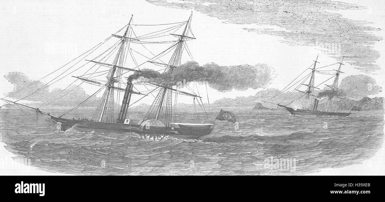 Brésil Pacquete de Santos capturés par la Marine royale en 1857. Illustrated London News Banque D'Images