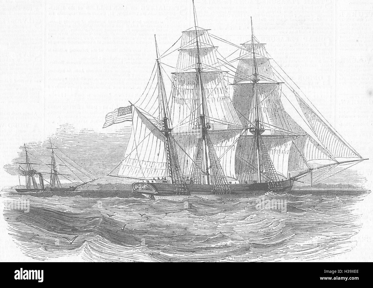 Capture de navires de la marine royale Anne Richardson slaver 1850. Illustrated London News Banque D'Images