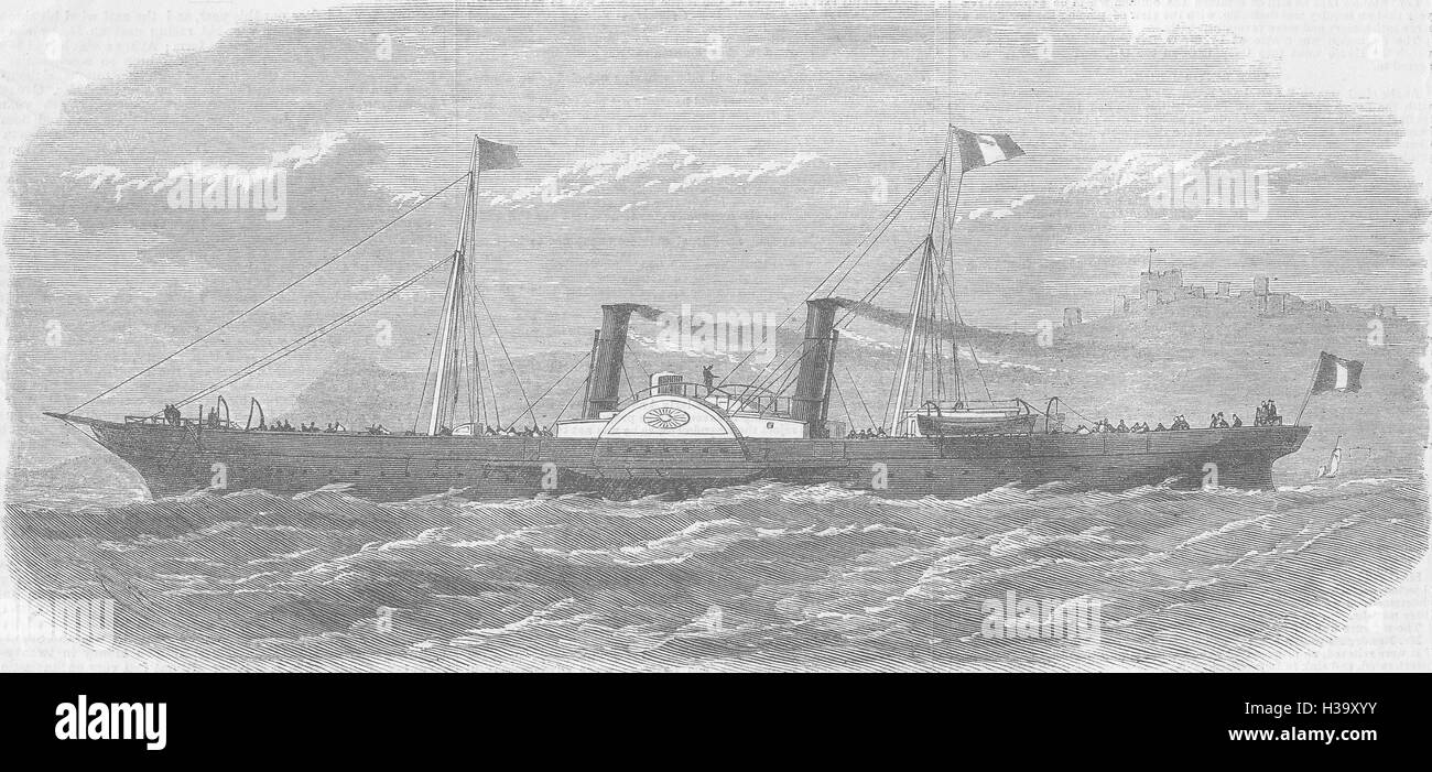 Belgique Louise Marie, Ostende Douvres & Packet-Boat 1867. Illustrated London News Banque D'Images