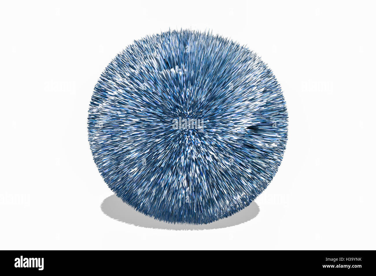 Illustration 3d abstrait sphère en bleu sur fond blanc Banque D'Images