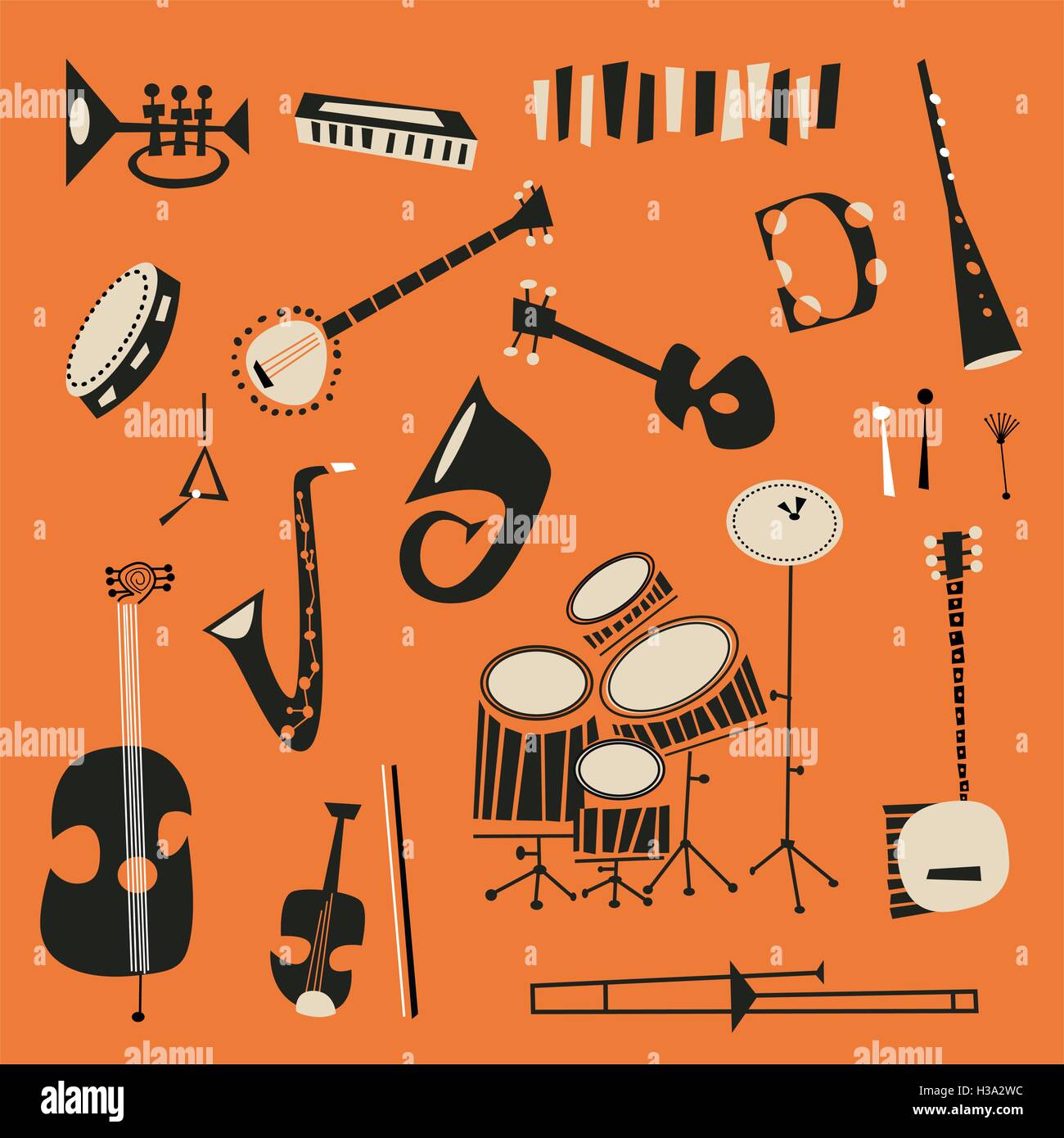 Instruments Jazz Illustration de Vecteur