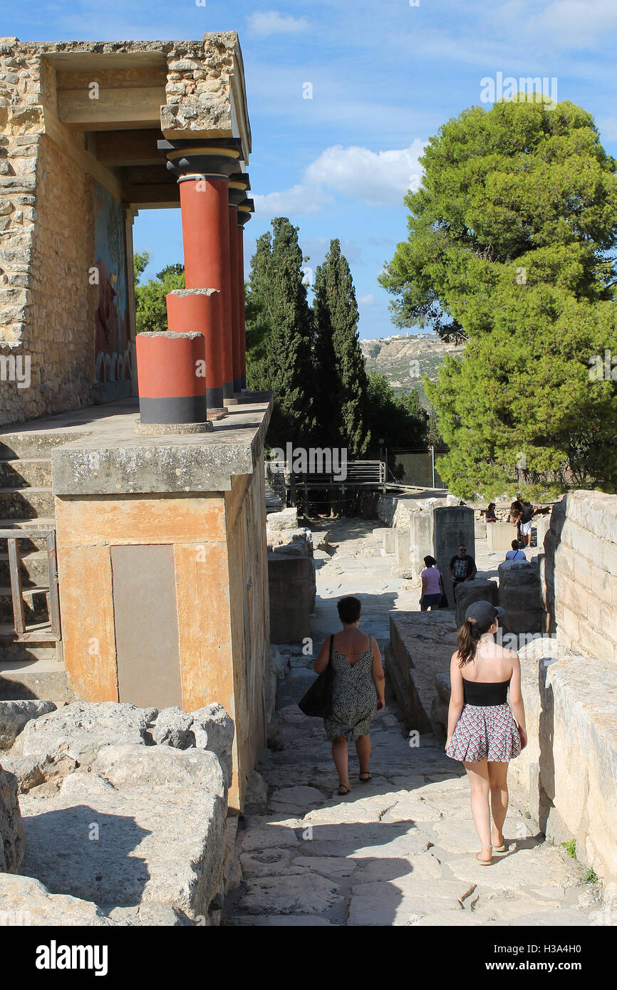 Knossos minoan archéologique ruines sur l'île de Crète, Grèce Banque D'Images