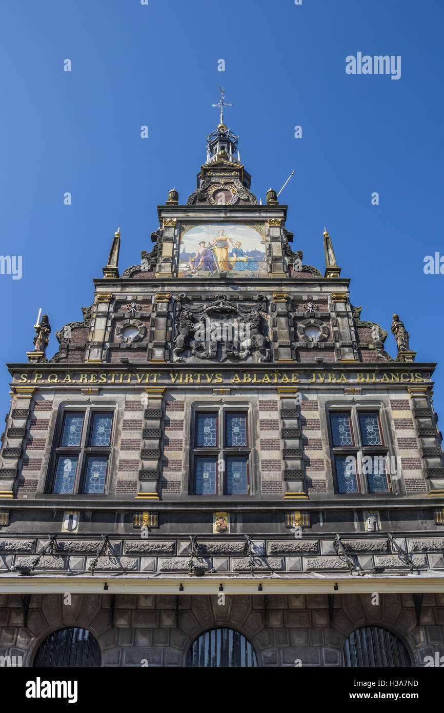 Façade de la maison historique peser à Alkmaar, Pays-Bas Banque D'Images