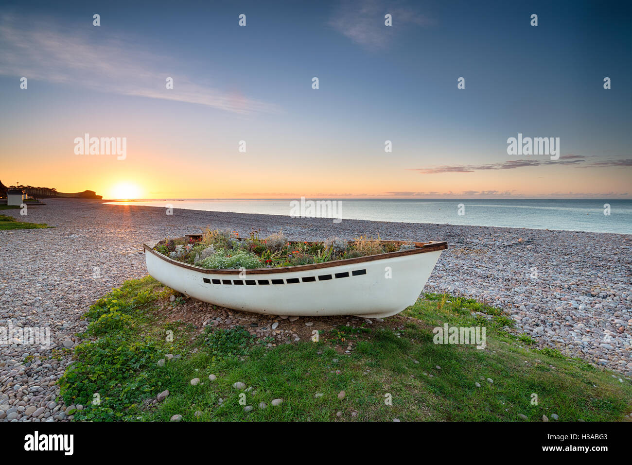 La plage à Budleigh Salterton sur la côte du Devon Banque D'Images