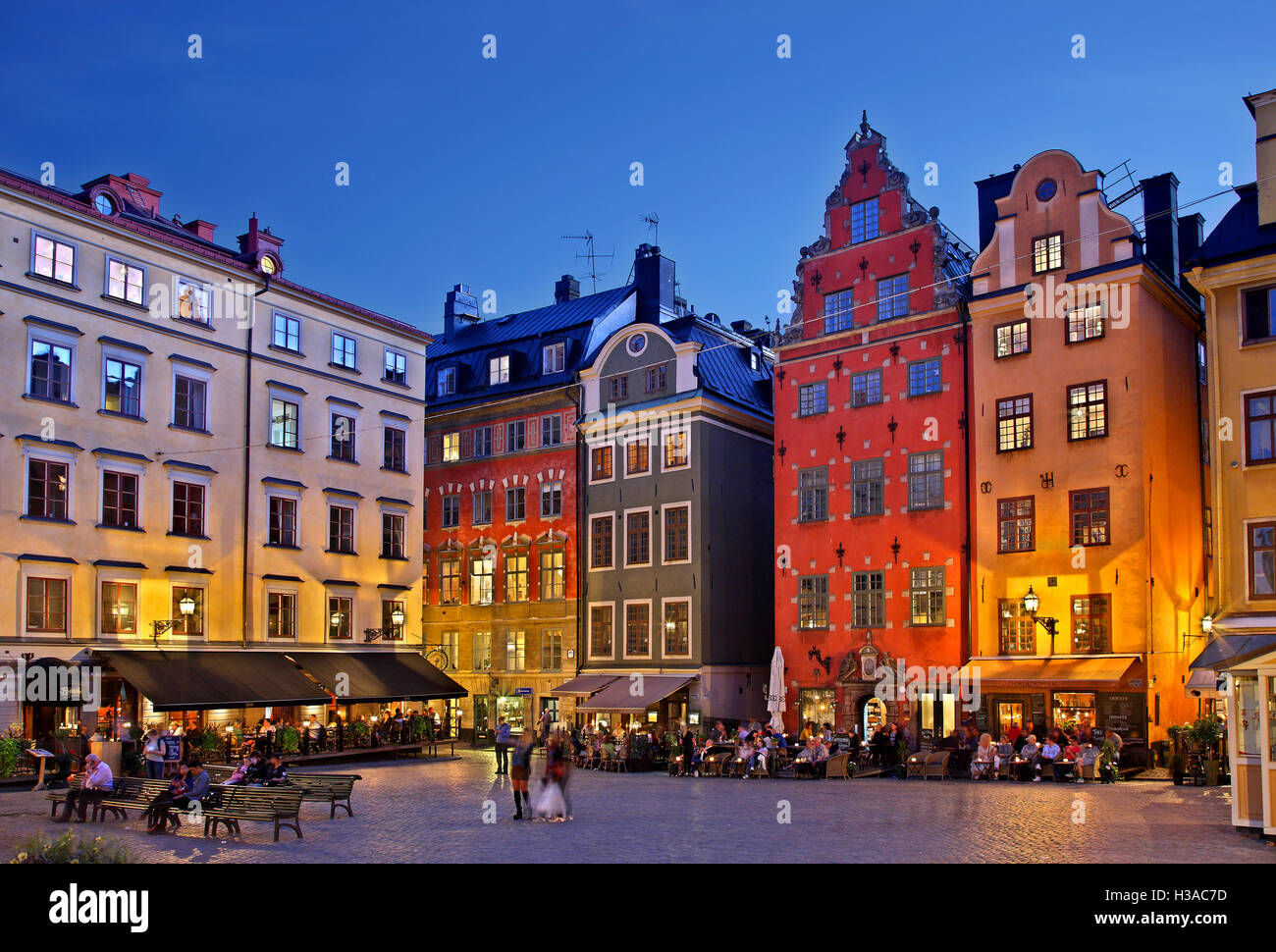 La place Stortorget à Gamla Stan, la vieille ville de Stockholm, Suède. Banque D'Images