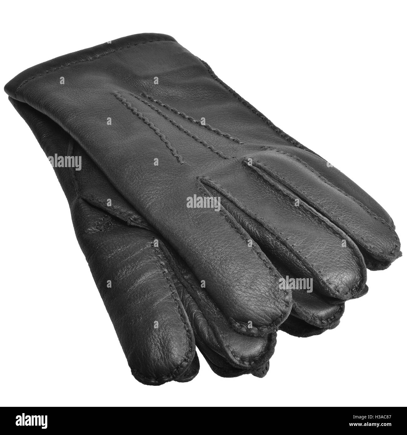 Les hommes de race noire, des gants en peau de grande qualité pour hommes isolés détaillés Cerf Paire de gants en cuir de grain Closeup Macro Studio Shot, Soft Banque D'Images