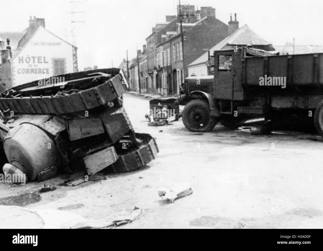 Des chars français détruits pendant la campagne de l'Ouest, 1940 Banque D'Images