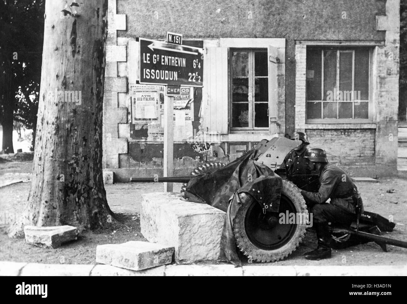 Canon antichar allemand position en France, 1940 Banque D'Images