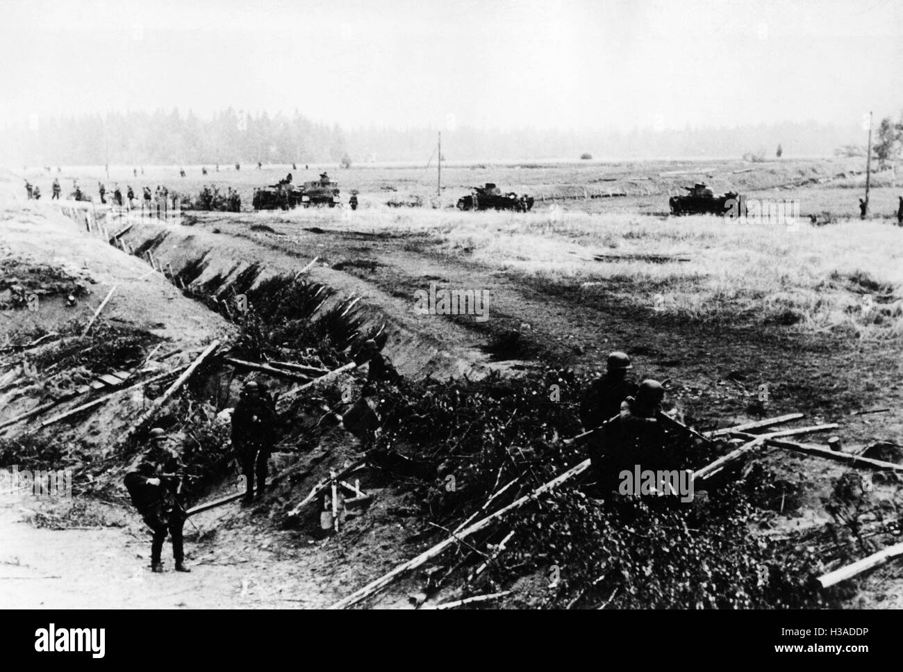 L'infanterie et les chars allemands sur le front de l'Est, 1941 Banque D'Images