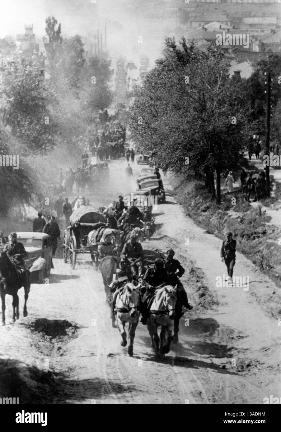 La colonne marche allemande sur le front de l'Est, 1941 Banque D'Images