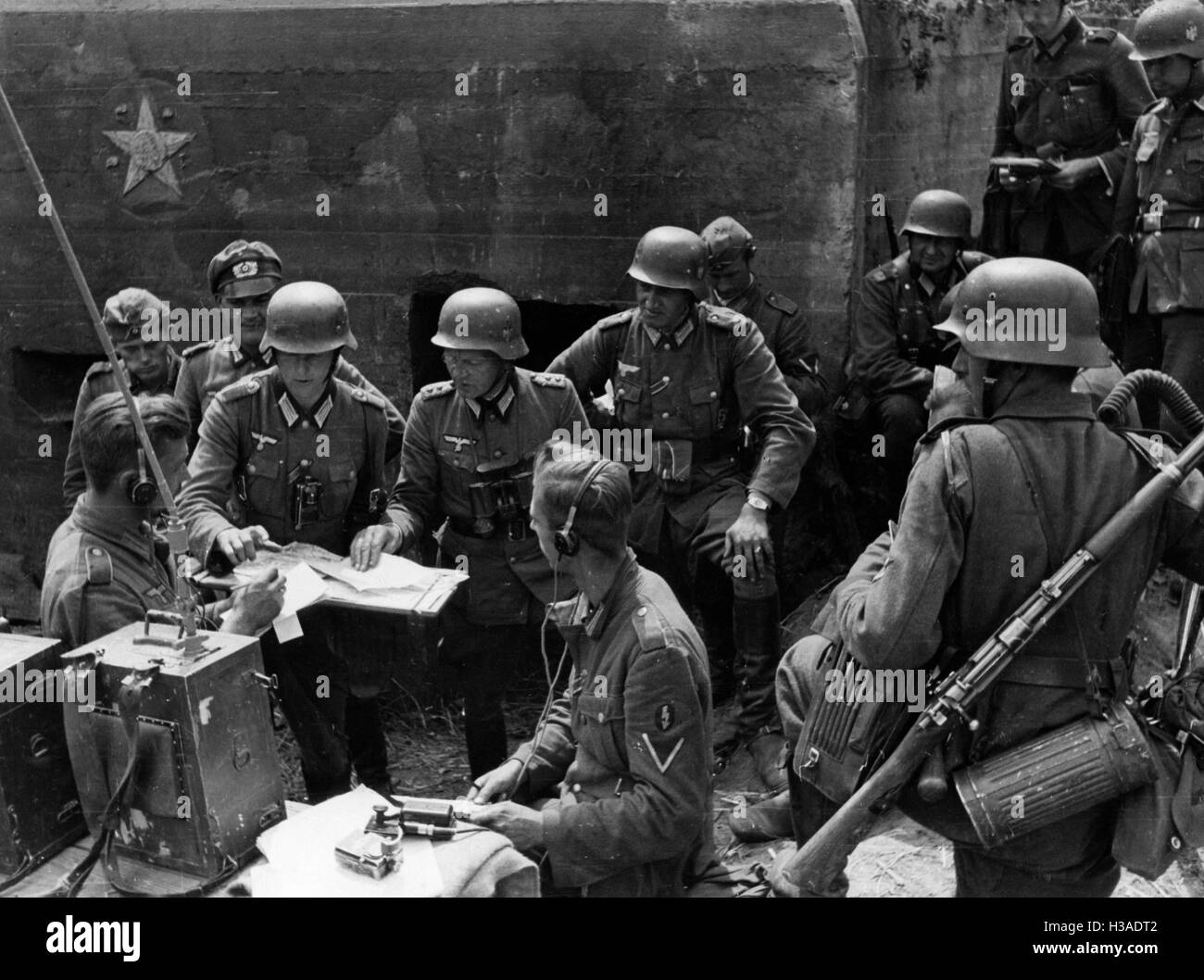 Poste de commandement régimentaire allemande en Ukraine, 1941 Banque D'Images