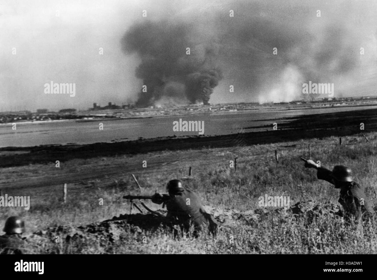 Position de mitrailleuse allemande sur le front de l'Est, 1941 Banque D'Images