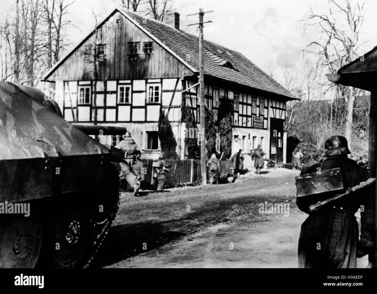 La lutte contre les soldats de la Wehrmacht en Silésie, 1945 Banque D'Images