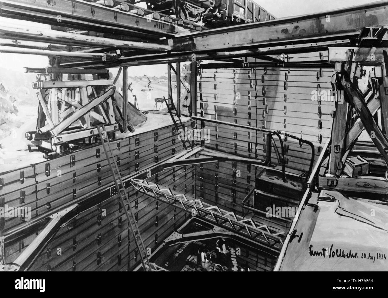 Le national-socialisme : peintures par Vollbehr Ernst sur la création d'emploi et la construction d'autoroutes Banque D'Images