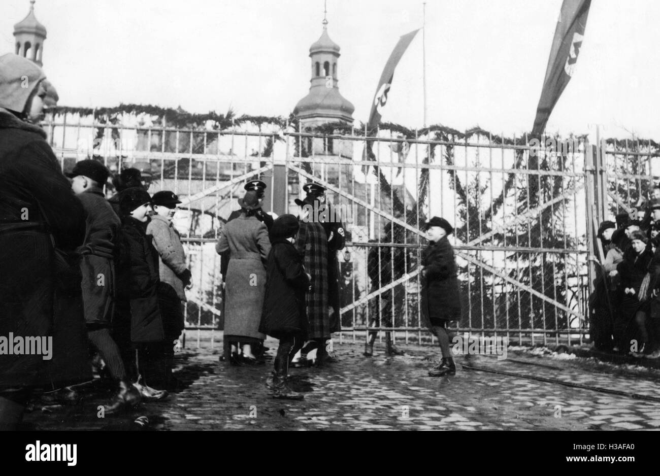 Le Koenigin-Luise-Bruecke (pont de la reine Louise) menant à la région de Klaipeda, 1939 Banque D'Images