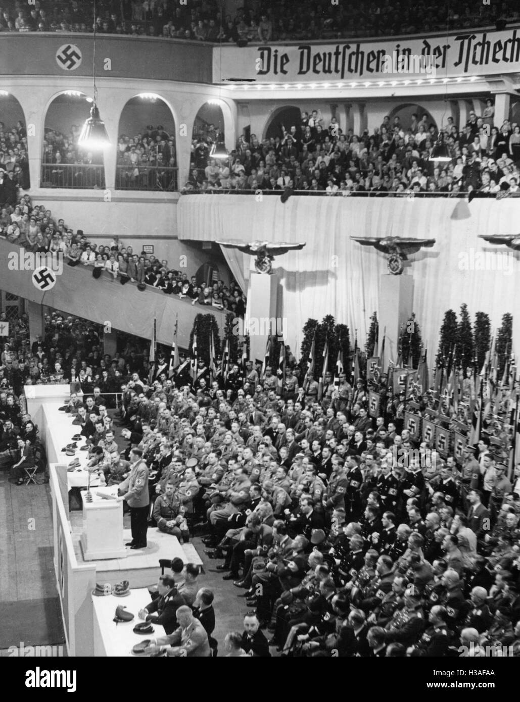 Discours d'Hitler sur la crise des Sudètes au Sports Palace, 1938 Banque D'Images