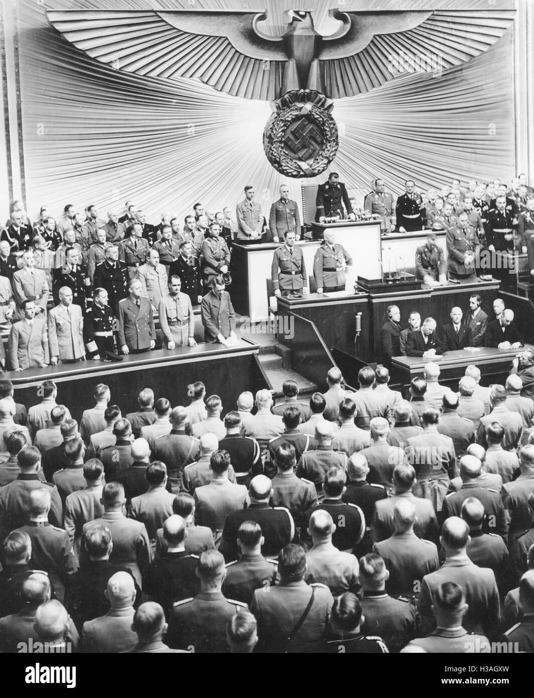 Dans la session du Reichstag Kroll Opera House de Berlin, 1939 Banque D'Images
