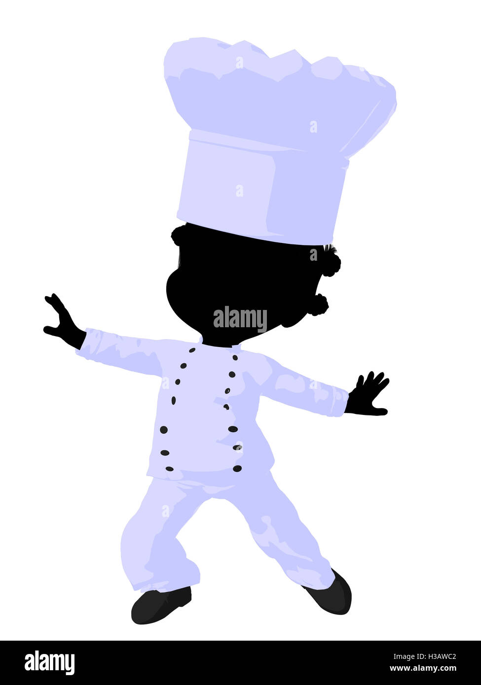 Peu d'African American Girl Chef Illustration Silhouette Banque D'Images