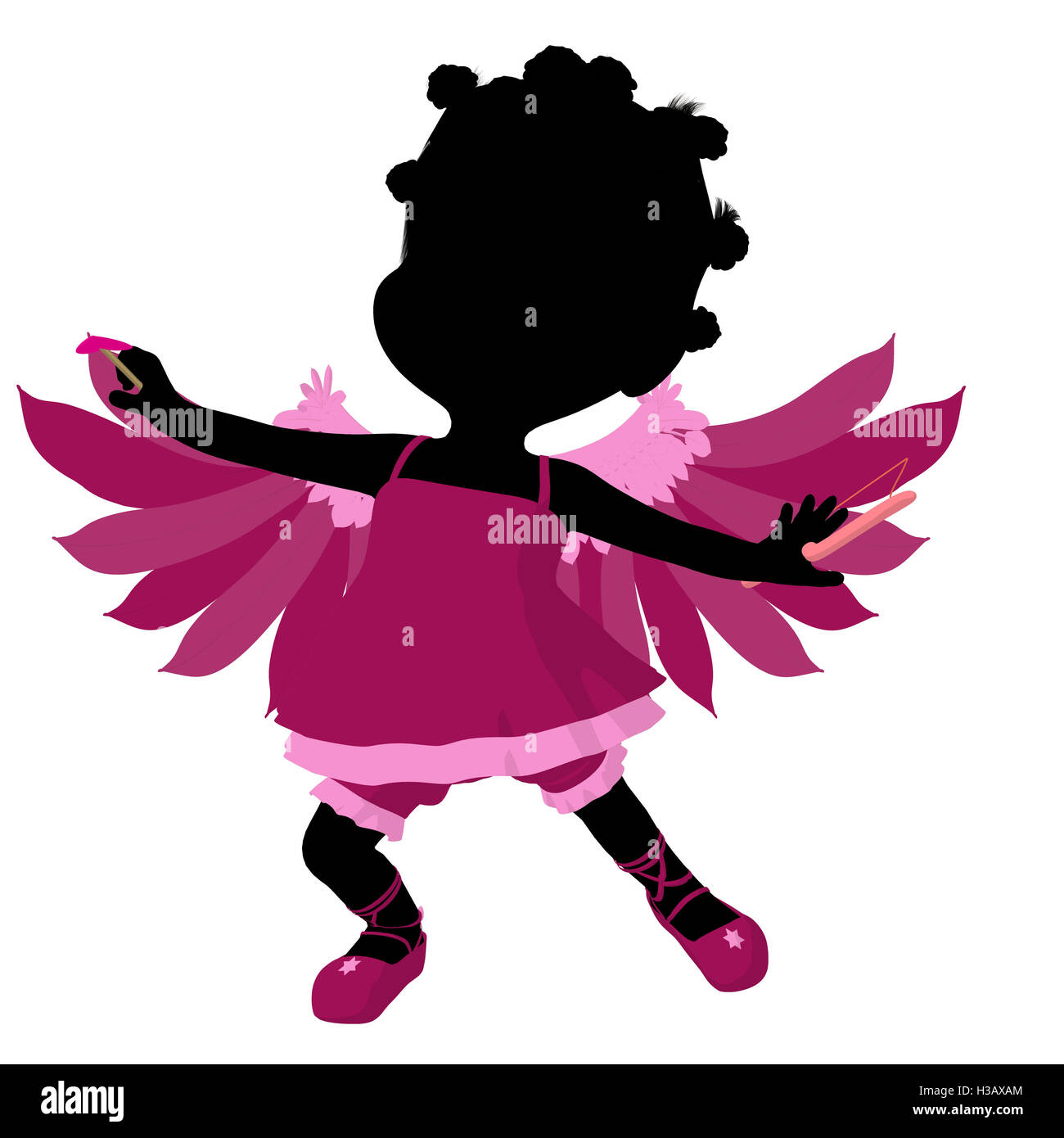 Peu d'African American Girl Cupidon Illustration Silhouette Banque D'Images