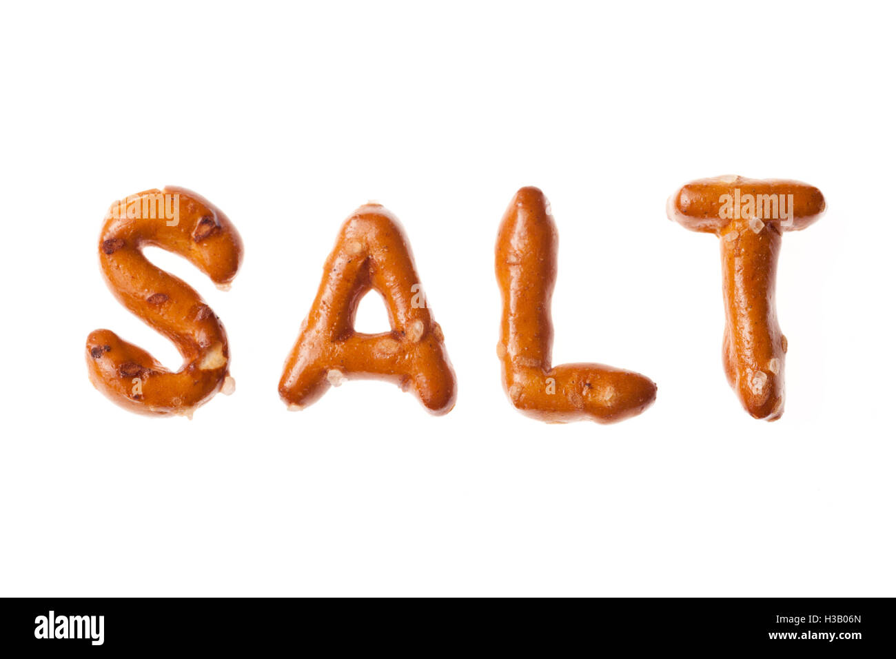 Parole écrite de bretzels Alphabet isolées de sel Banque D'Images Parole écrite de bretzels Alphabet isolées de sel Banque D'Images