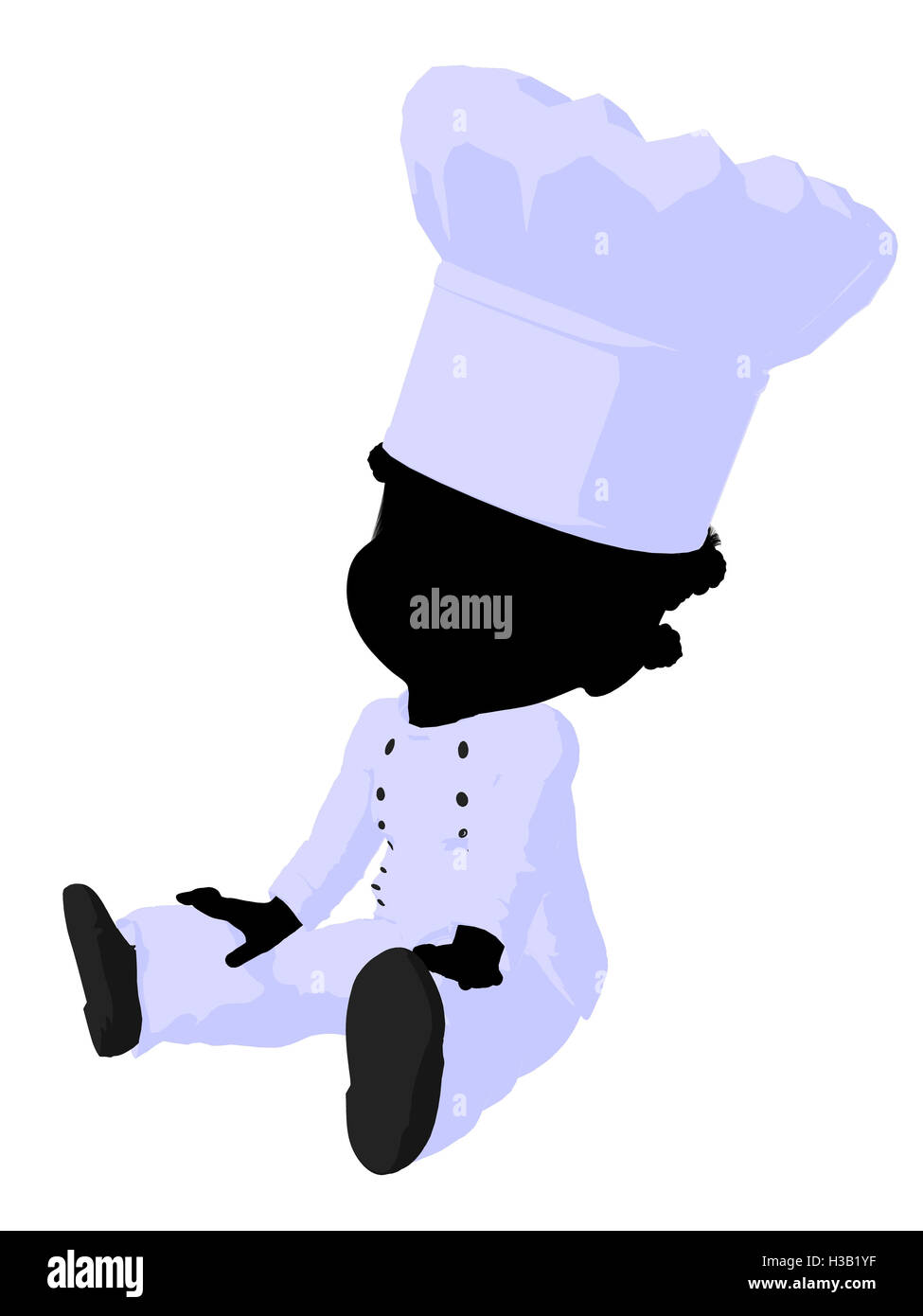 Peu d'African American Girl Chef Illustration Silhouette Banque D'Images