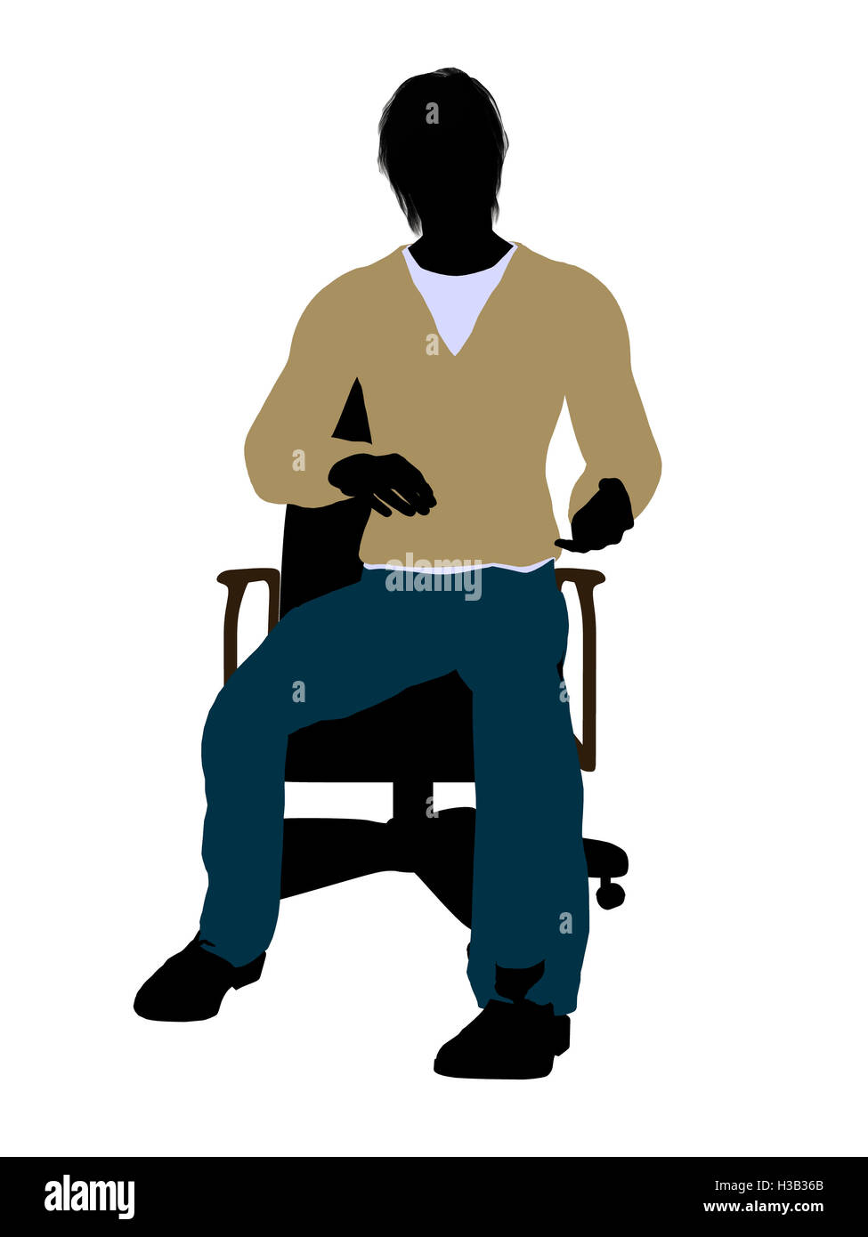 Habillé décontracté homme assis sur une chaise Illustration Silhouette Banque D'Images